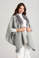 Faux Fur Trim Pull Through Wool Cape