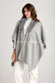 Faux Fur Trim Pull Through Wool Cape