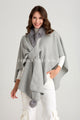 Faux Fur Trim Pull Through Wool Cape