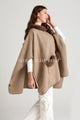 Faux Fur Trim Wool Cape With Pockets