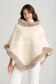 Faux Fur Trim Wool Poncho