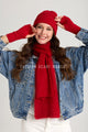 Fluffy Knitted Scarf, Hat & Fingerless Glove Set