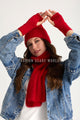 Fluffy Knitted Scarf, Hat & Fingerless Glove Set