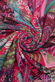 Vibrant Pink Patchwork Print Tassel Scarf