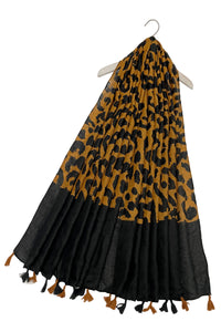 Bold Leopard Print Tassel Scarf