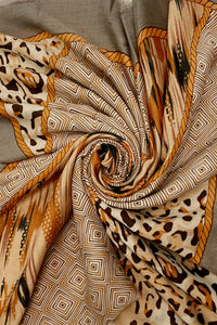 Leopard And Aztec Stripe Frayed Scarf