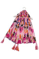 Symmetrical Poppy Print Square Tassel Scarf