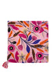 Symmetrical Poppy Print Square Tassel Scarf