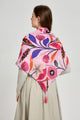 Symmetrical Poppy Print Square Tassel Scarf