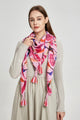 Symmetrical Poppy Print Square Tassel Scarf