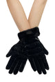 Plain Ruched Faux Fur Trim Gloves