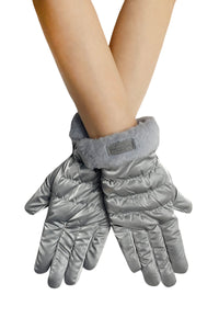 Plain Ruched Faux Fur Trim Gloves