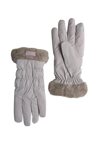 Plain Ruched Faux Fur Trim Gloves