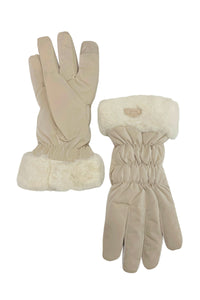 Plain Ruched Faux Fur Trim Gloves