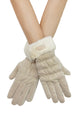 Plain Ruched Faux Fur Trim Gloves