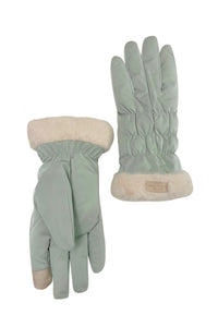 Plain Ruched Faux Fur Trim Gloves