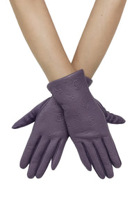 Floral & Star Print Faux Leather Gloves