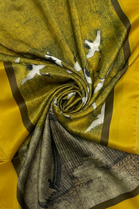 Japanese Cranes Scene Art Print Silk Scarf