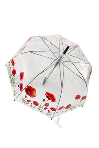 Poppy Print Clear Umbrella (Long)