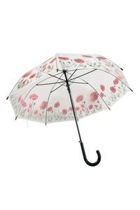 Poppy Print Clear Umbrella (Long)