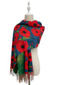 Bold Poppy & Monet Art Print Reversible Wool Tassel Scarf