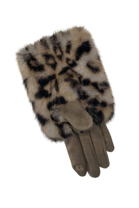 Faux Fur Luxe Leopard Print Touchscreen Gloves