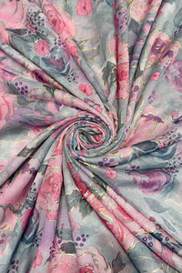 Delicate Rose Foiled Printed Frayed Scarf