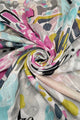 Bold Floral & Metallic Thread Print Frayed Scarf