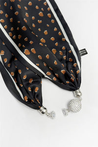 Leopard Print Diamante Magnetic Clasp Scarf