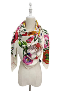 Vibrant Wildflower Print Square Scarf