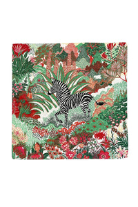 Floral Zebra Print Silk Square Scarf