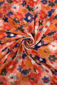 Mini Sweet Floral Print Frayed Scarf