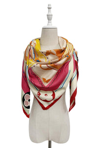 Graphic Floral Fashion Print Square Scarf