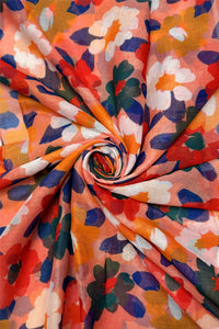 Sweet Floral Print Frayed Scarf