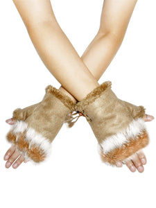 Plain Real Fur Fingerless Mittens