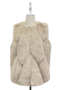 Plain Faux Fur Diamond Gilet Jacket