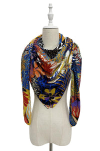 Floral Zebra Print Silk Square Scarf