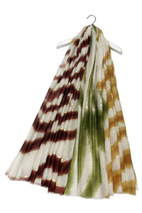 Foiled Zebra Stripe Print Frayed Scarf