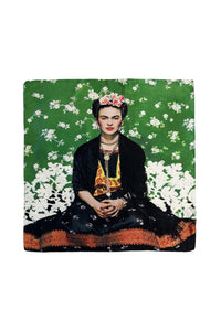 Floral Frida Kahlo Print Silk Square Scarf