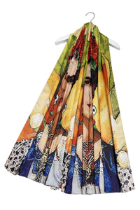 Frida Kahlo & Woodland Reversible Art Silk Scarf