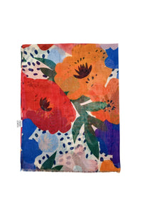 Floral Illustrated Frayed Scarf