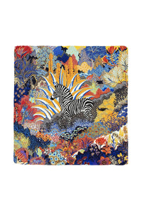 Floral Zebra Print Silk Square Scarf