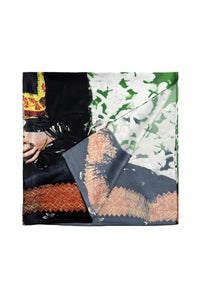 Floral Frida Kahlo Print Silk Square Scarf