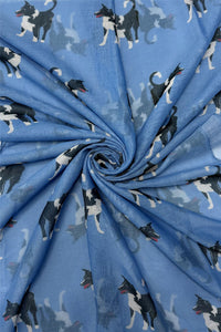 Border Collie Print Frayed Scarf