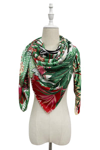 Floral Zebra Print Silk Square Scarf