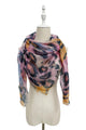 Abstract Leopard Linen Square Frayed Scarf