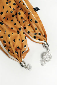 Leopard Print Diamante Magnetic Clasp Scarf