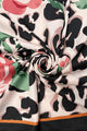 Rose & Leopard Print Silk Square Scarf