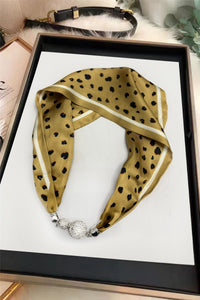 Leopard Print Diamante Magnetic Clasp Scarf