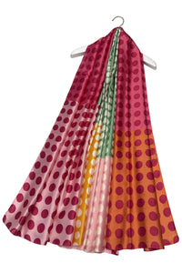 Colourful Polka Dot Print Silk Scarf